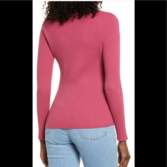 OPEN EDIT rib scoop neck pink preppy sweater / size M - Picture 3 of 5